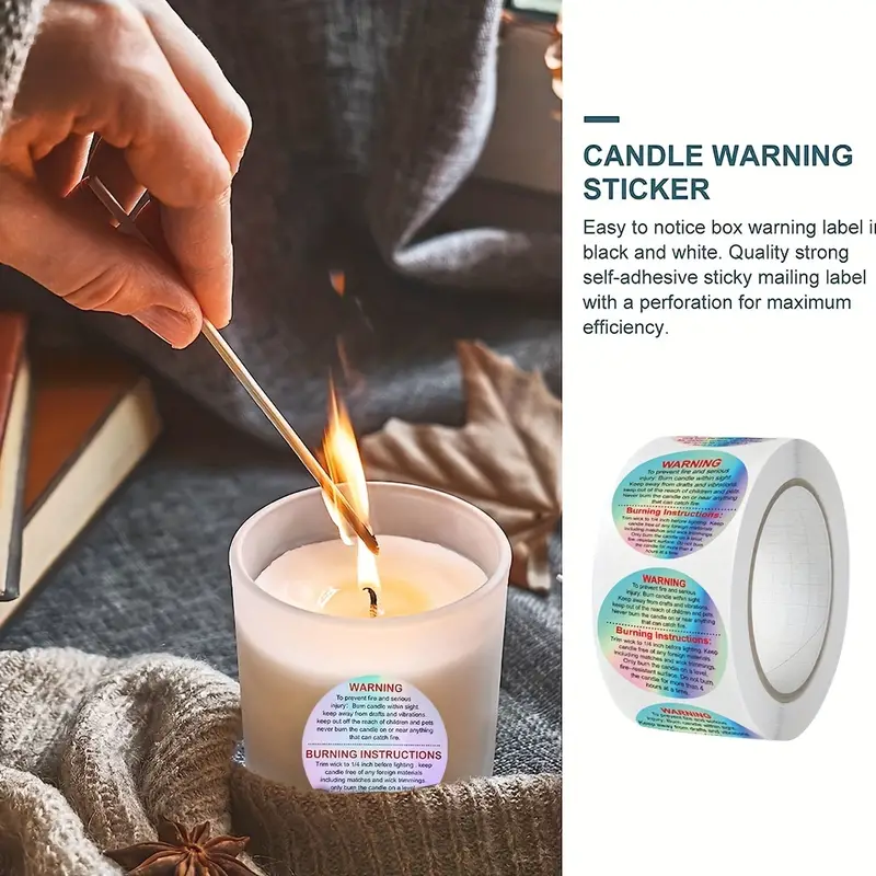Wax Melt Warning Labels Candle Jar Container Stickers - Temu