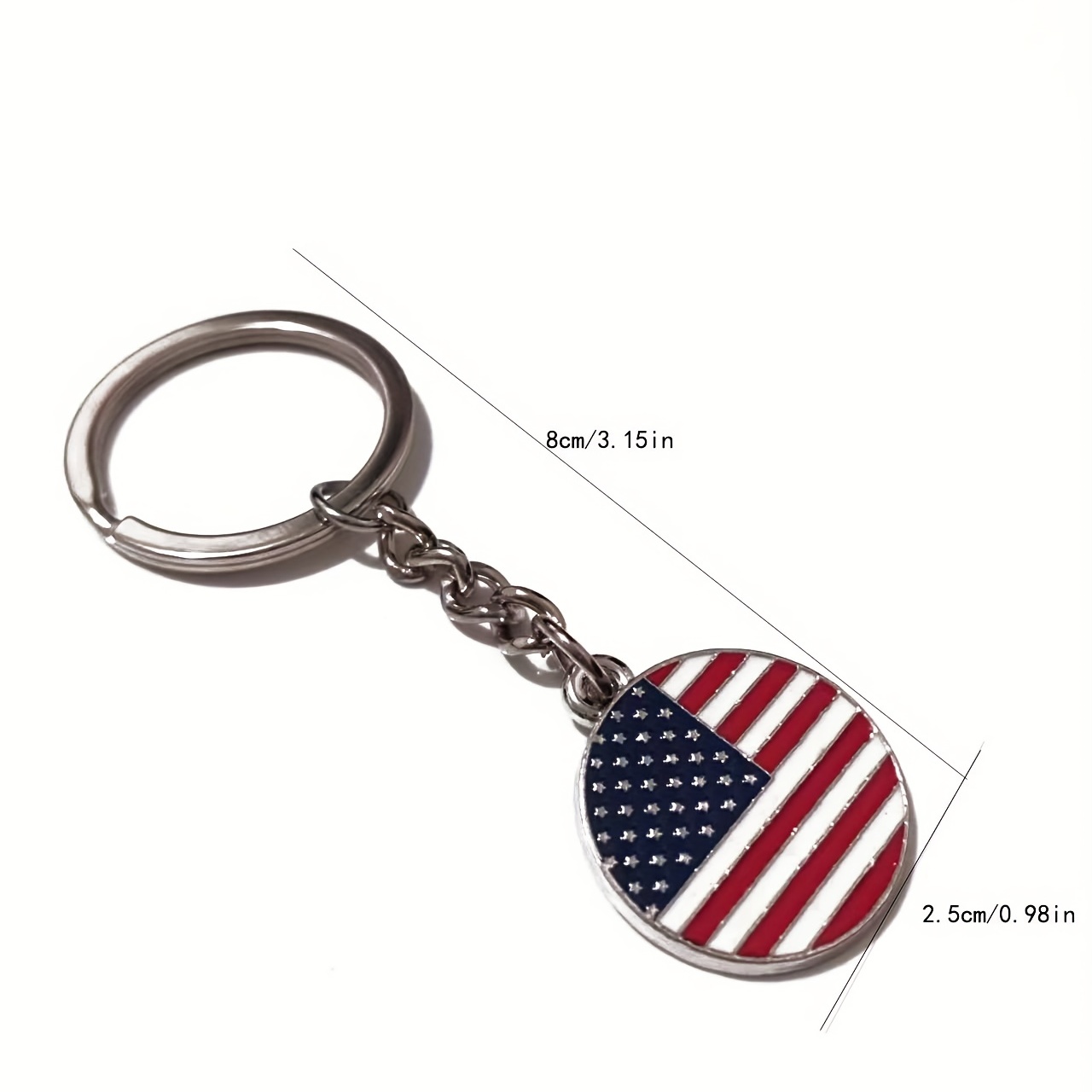 American Usa Flag Car Keychain, Creativre Zinc Alloy Circular Car