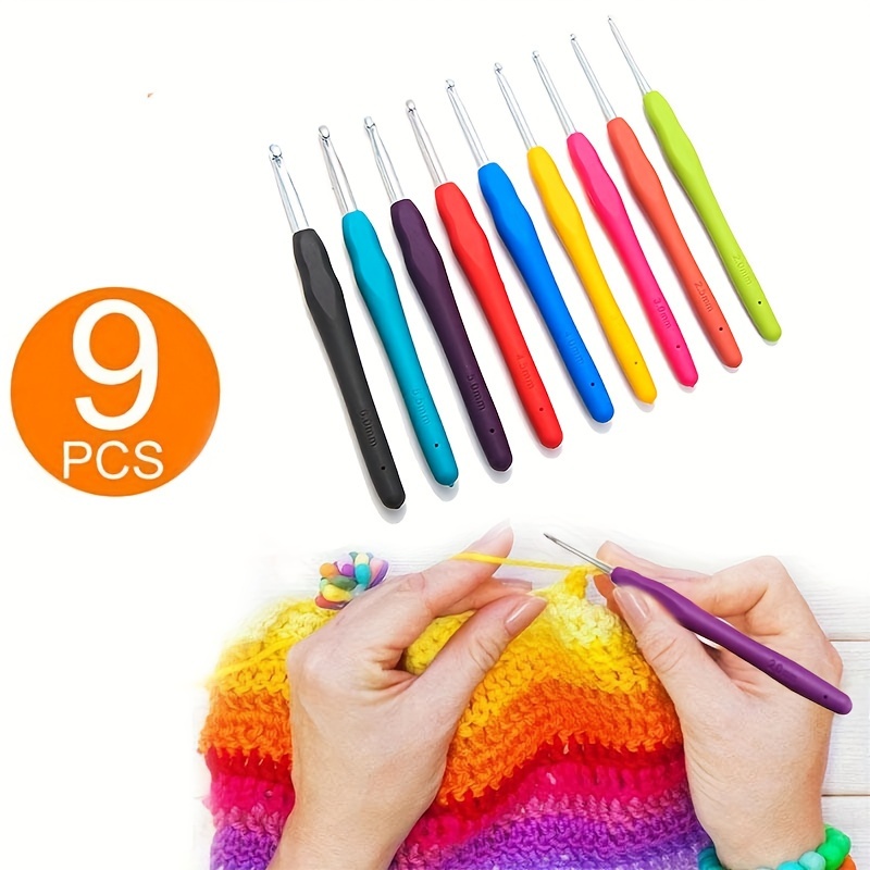 8pcs Plastic Handle Alumina Crochet Hooks Knitting Needles Set Sewing  Crochet for Weave Sewing Needles Handmade Tool