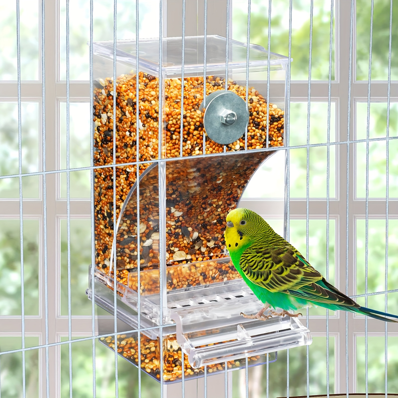 Mangeoire Automatique Pour Oiseaux, Récipient Alimentaire Transparent,  Mangeoire Pour Perroquets, Accessoires De Cage Pour Petits Oiseaux,  Perroquet