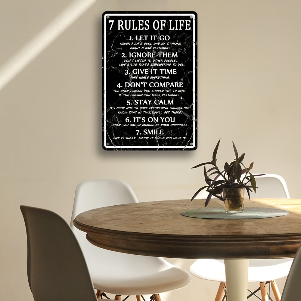 Motivational Quotes Metal Tin Sign 7 Rules Life Wall Art Men - Temu United