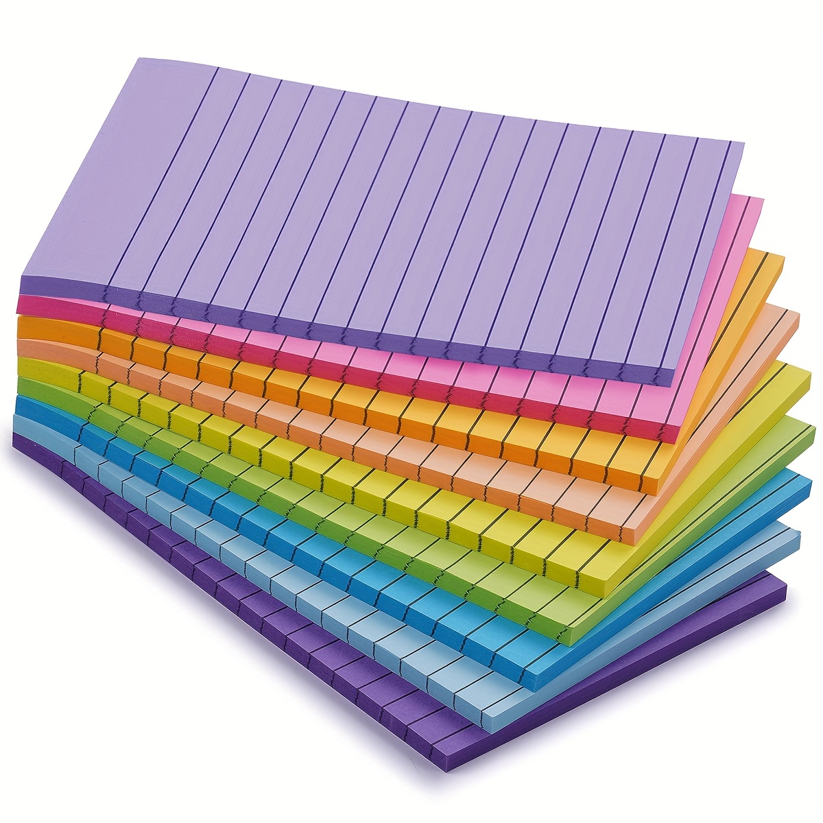 (8 Pack) Lined Sticky Notes, 8 Colors Self Pad Its 4X6 in, Bright Post  Stickies Colorful Big Square Sticky Notes for Office, Home, School,  Meeting,40