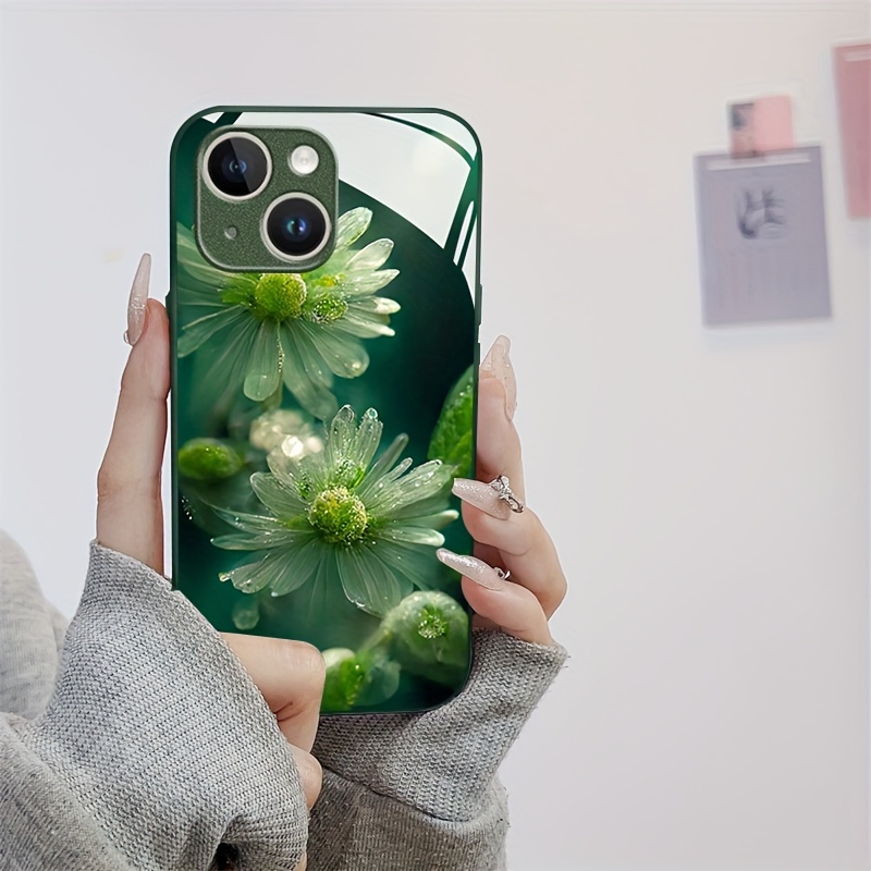 

Creative Clear Little Green Flower Pattern Protective Shockproof Phone Case For 11/12/13/14/12 Pro Max/11 Pro/14 Pro/15/xs Max/x/xr