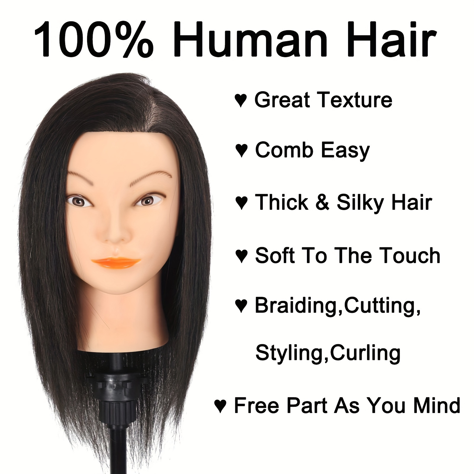 Cosmetology Mannequin Head with Human Hair, Premium 100% Real Human Hair  Mannequin Manican Heads, Maniquins Manikin Head with Human Hair Styling