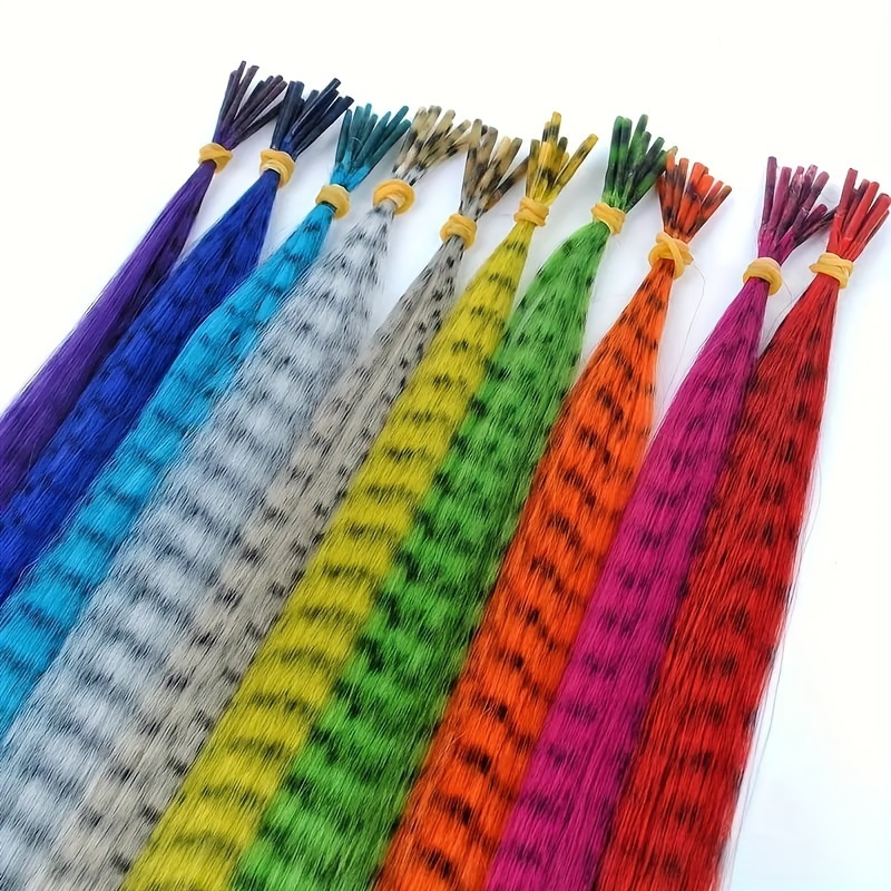 Xiaofeng 16 inch Feather Hair Extensions Kit for Women Girls 65 Pcs Synthetic I-Tip Hair Feathers 13 Mixed Colors with Tools 1Pliers 1 Crochet Hook