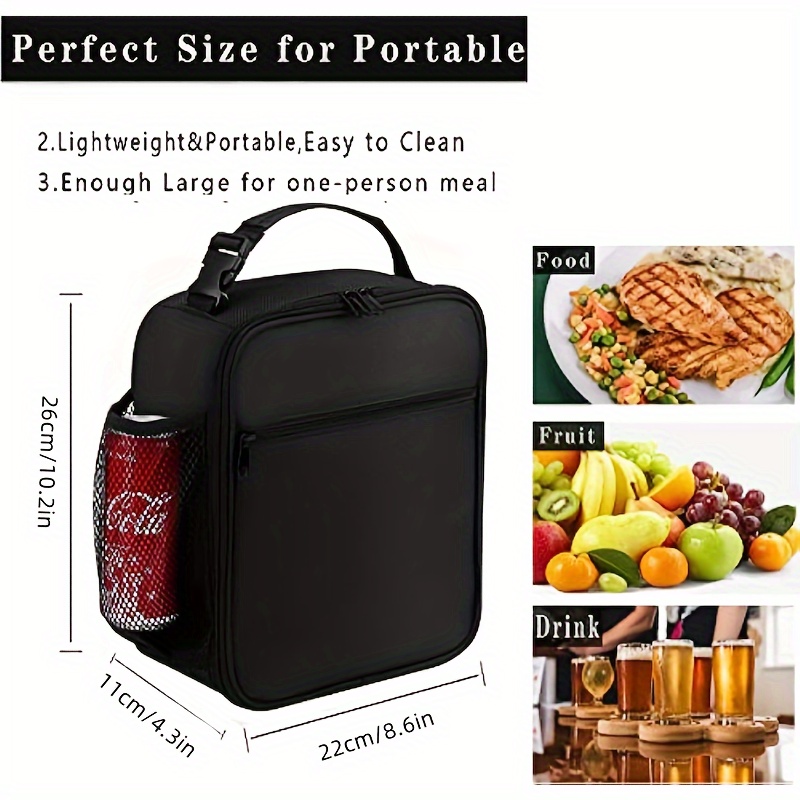 Lunch Box for Men Women Adults Small Lunch Bag for Office Work Picnic -  Reusable Portable Lunchbox-Black