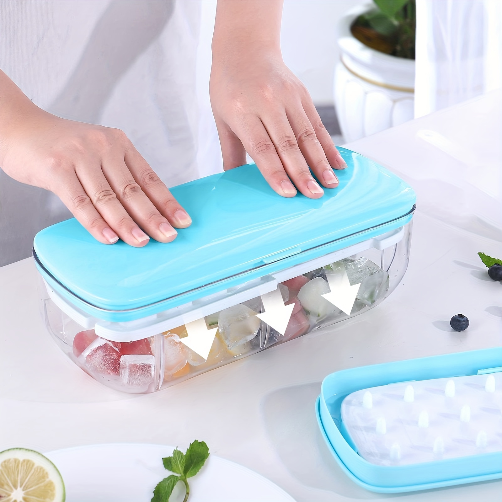 Press Type Ice Cube Maker, 2023 New Stackable Ice Cube Tray with