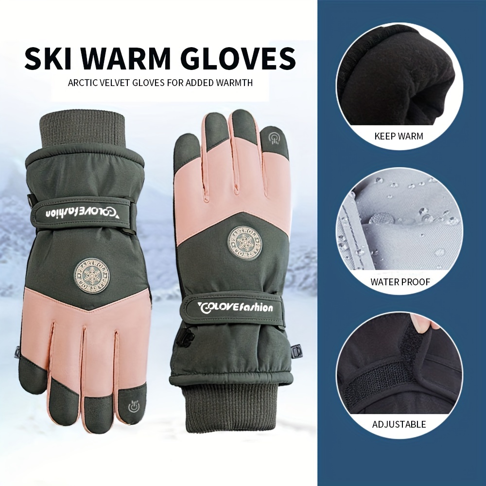 Guantes gruesos y cálidos de invierno para mujer, guantes cálidos de  terciopelo para mujer, lindos guantes de esquí impermeables para pantalla  táctil