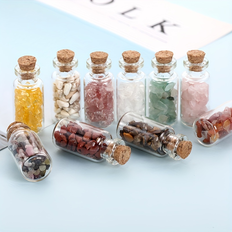 Mini botellas de deseos con cuentas de cristal y piedra natural al