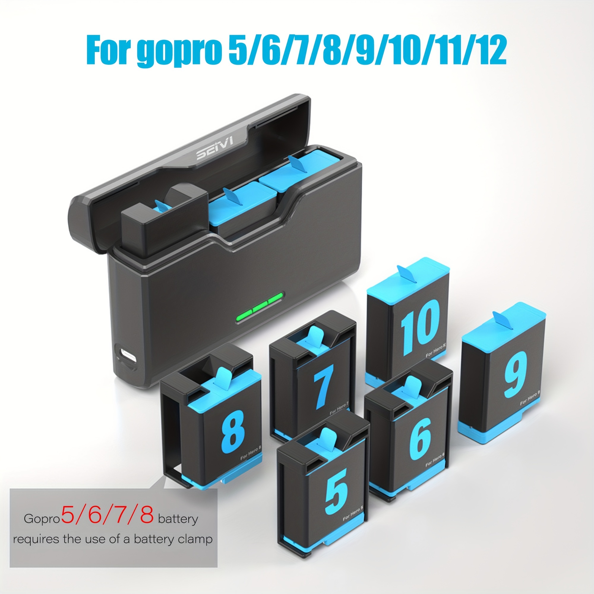 Gopro Hero 9/10/11 Batterie USB et Type-c Chargeur rapide avec fonction de  lecteur de carte SD haute vitesse, pour Gopro Hero 9/10/11