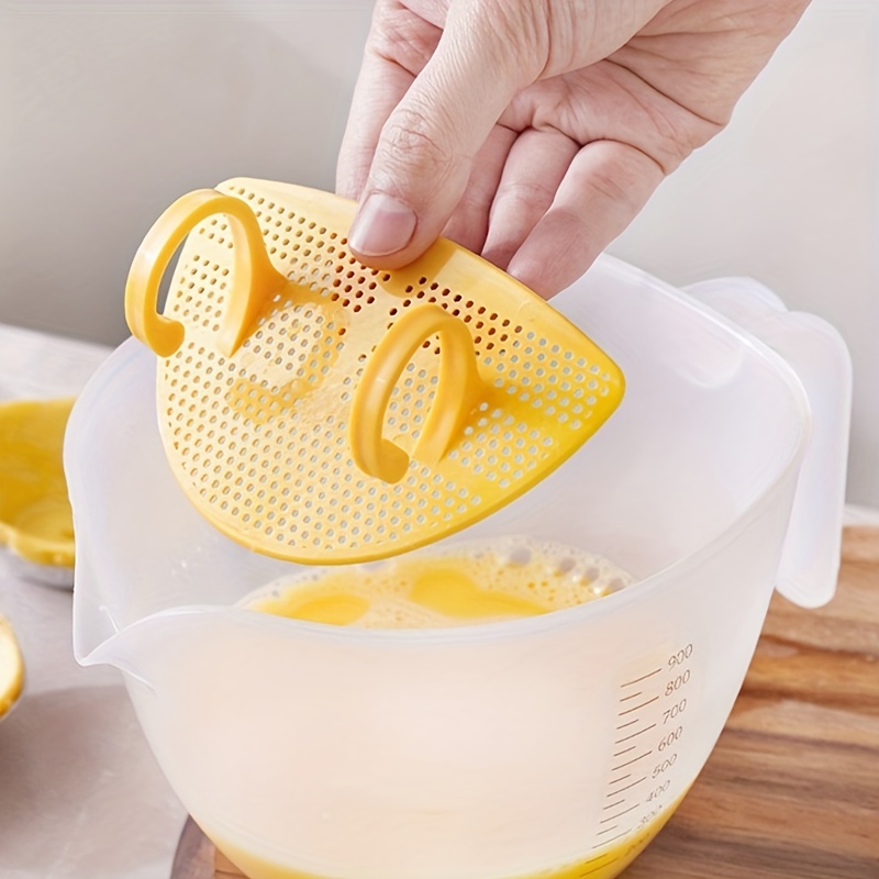 Measuring Cup With Filter, Large Capacity And Graduated Egg Liquid Plastic  Batter Mixing Bowl, Egg Mixing Cup With Filter Screen, - Temu