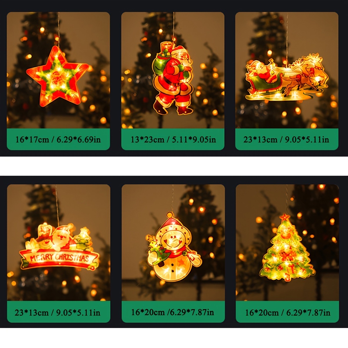 3 Pcs Christmas Window Decoration Lights, Lighted Christmas Window  Silhouette Decoration with Suction Cups, Battery Operated Christmas Window  Decor