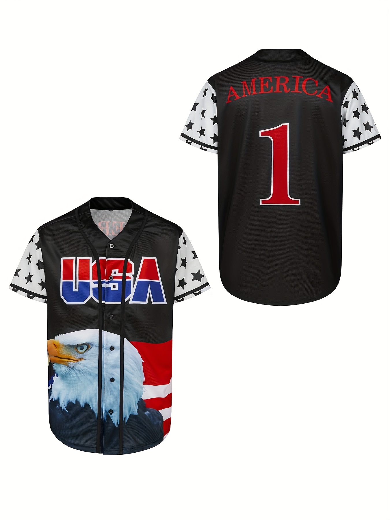  USA Red Baseball Jersey Stitched America Shirts Sports Uniform  Embroidered #1 Gift for Men and Women (Small-3XL) : Clothing, Shoes 