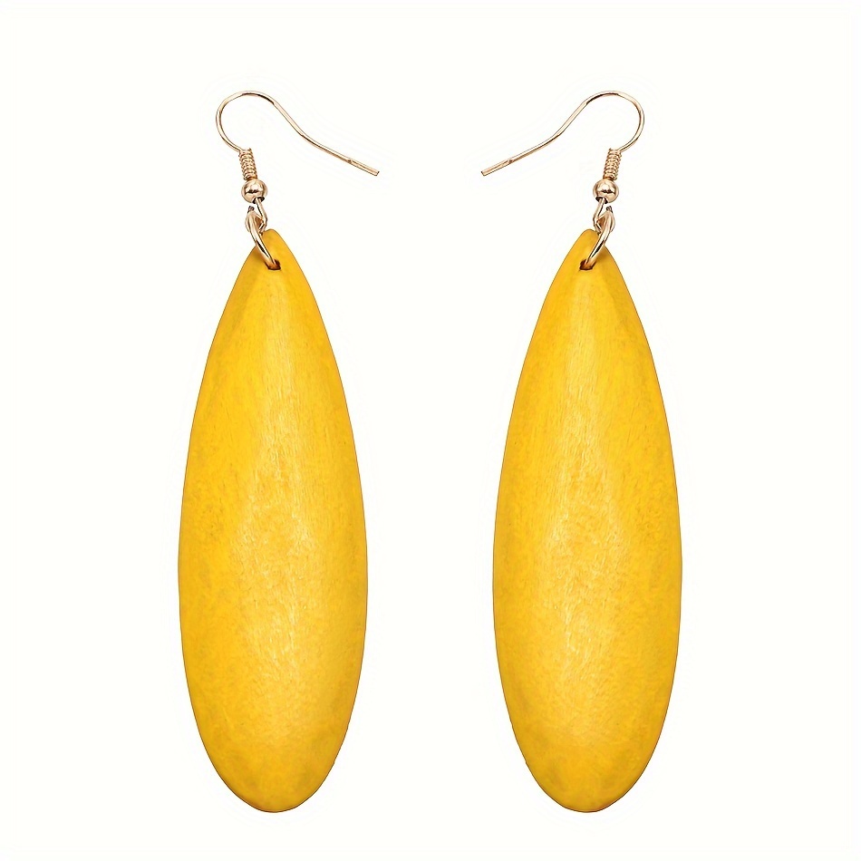 Fashionable And Colorful Wooden Earrings, Easy And Versatile Wooden Earrings 1 Pair