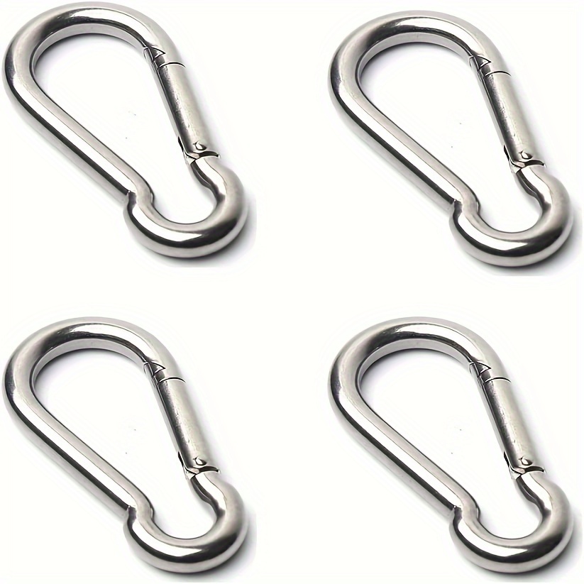 4pcs Heavy Duty 304 Stainless Steel Small Carabiner Clips - 5.99 Cm, 100kg  Load Capacity- M6 Quick Spring Snap Hooks For Bag Pack, Hammock, Keyring