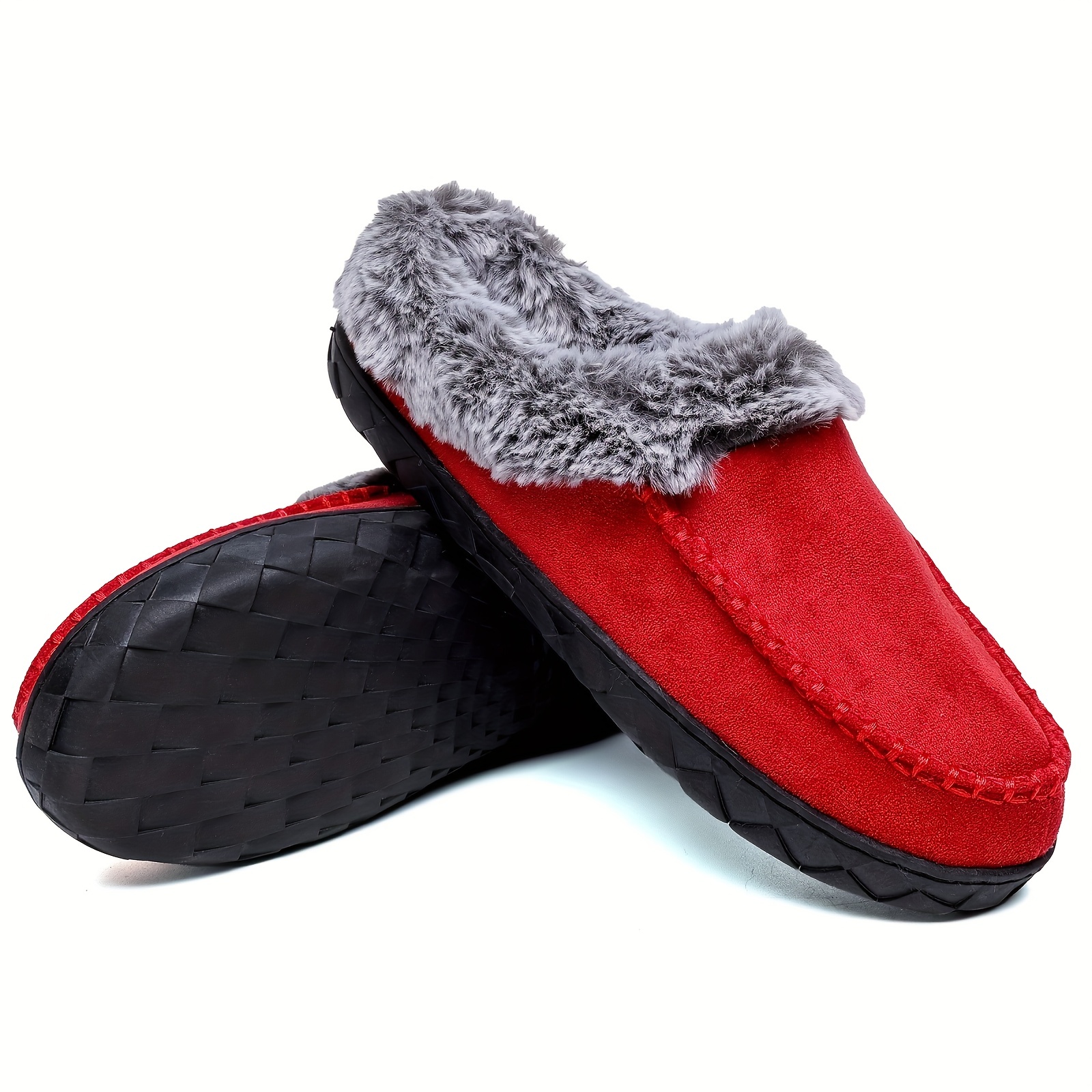 Solid Color Winter Plush Slippers Closed Toe Soft Sole Fuzzy - Temu