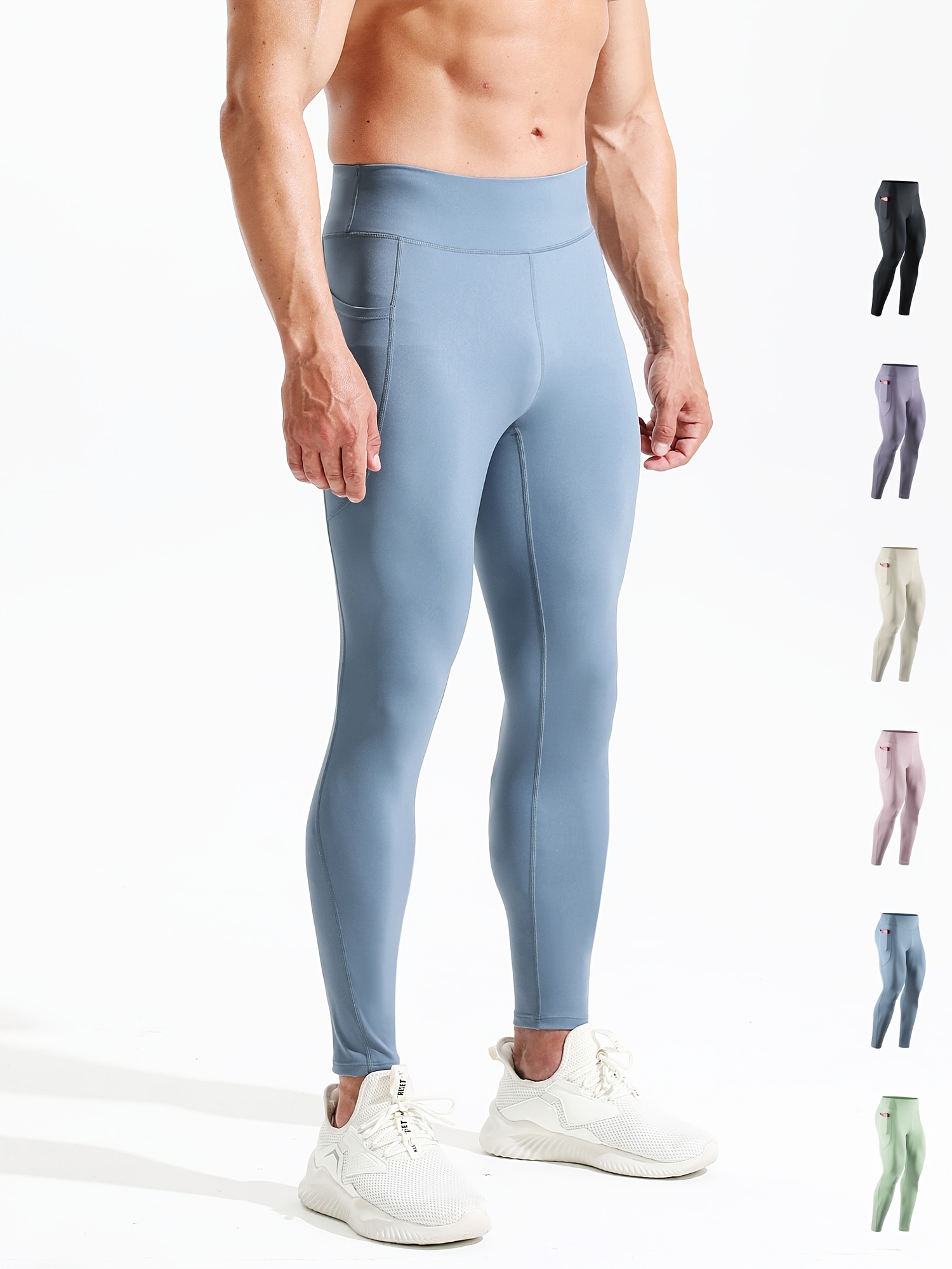 Mens Compression Pants Waist Elastic Running Workout Leggings