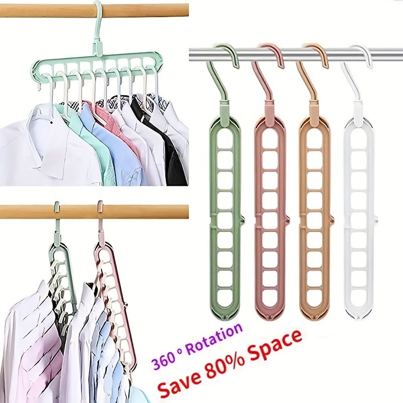 1pc 9-hole Rotating Magic Clothes Hanger For Storage And