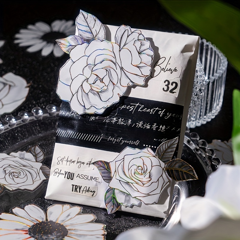 20pcs Pack Night Rose Decorative Stickers for Scrapbooking Diary Planner