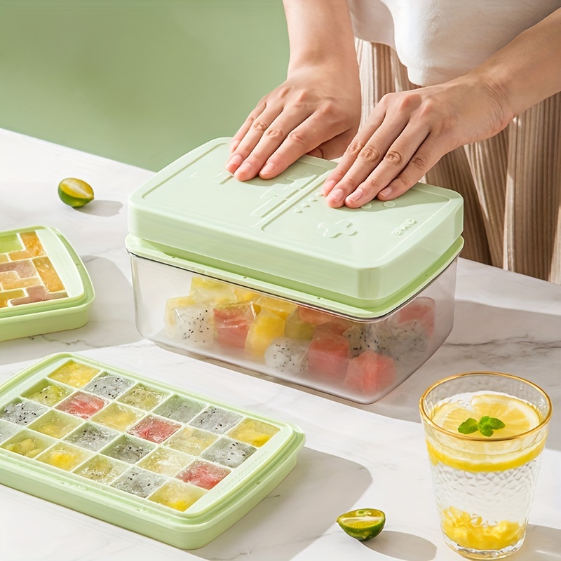 1/2 Layers Push-button Ice Tray, Homemade Ice Cube Mold, Ice Storage Tool  For Household Refrigerator, Large Capacity Decompression Ice Box For  Freezing Ice - Temu