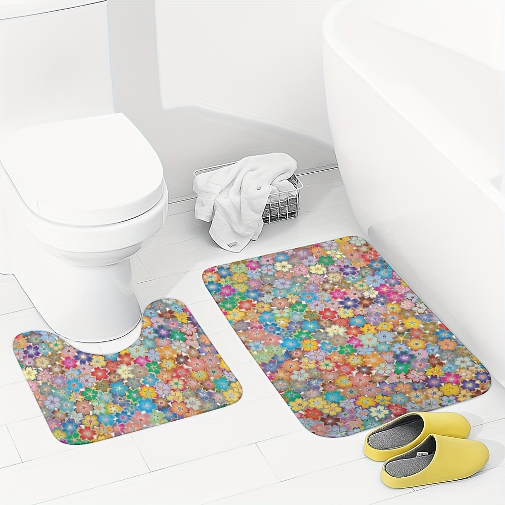 Pauwer Bathroom Rugs Sets 3 Piece with Toilet Cover, Non Slip and U-Shaped  Contour Toilet Mat, Absorbent Bath Mat Set, Machine Washable for Floor