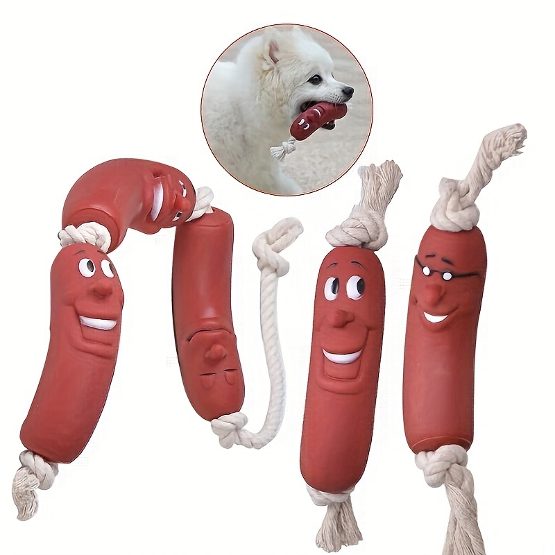 

1/3pcs Dog Toys Funny Sausage Shape For Puppy Dog Chew Toys, Interactive Training Bite-resistant Grinding Teeth Dogs Pet Supplies