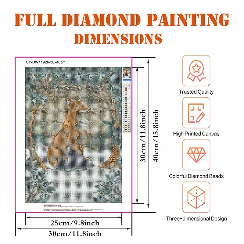 Fox patterned Diamond Painting Sets Full Of Round Diamonds - Temu