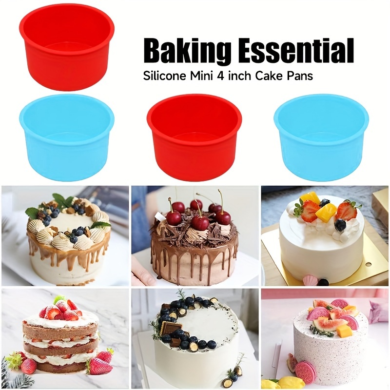 

4 Inch Cake Pans (1pc/4pcs) - Silicone Mini Smash Cake Pans, Nonstick Small Cake Pans For Smash Cake, Muffin And Egg Bites