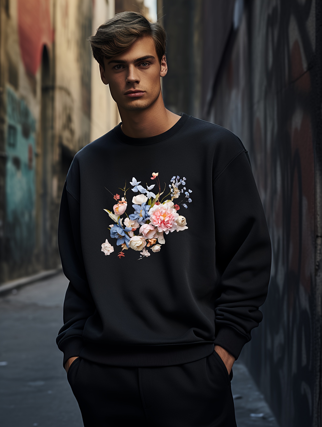 Hermosa Impresi n De Flores Y Perros Sudadera Casual Para Temu