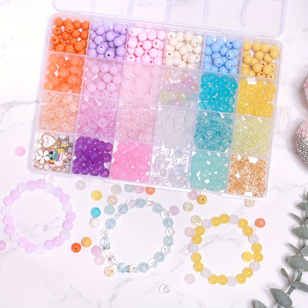 Transparent Color Glass Beads Bracelet Making Kit Glass - Temu