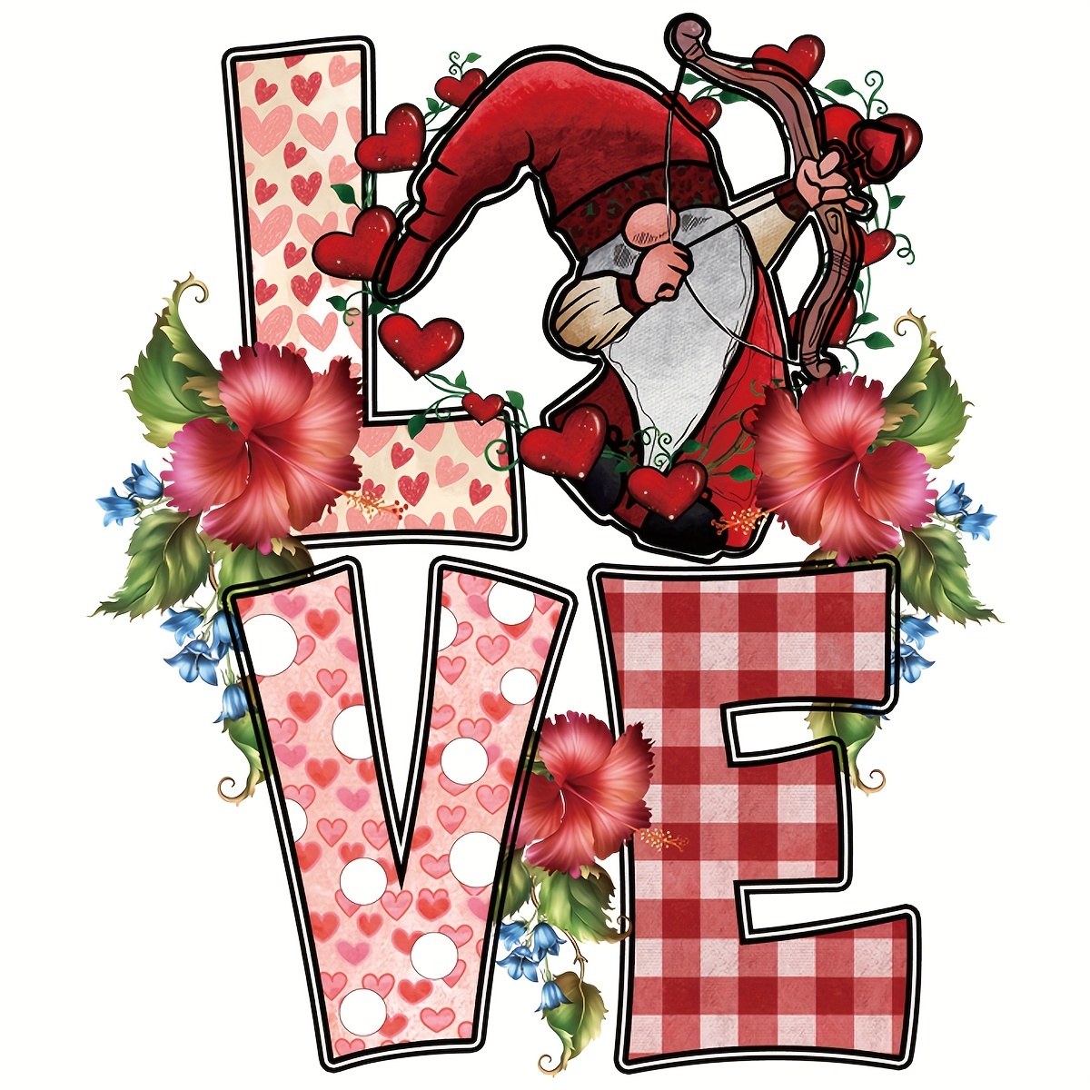 3 Pcs Valentine's Day Iron on Transfers Patches Valentines Gnome Iron on  Vinyl Appliques Love Heart Design Iron on Decals Valentines Iron on  Transfers