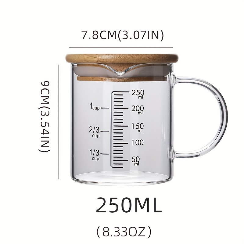 1L Glass Measuring Cups Jugs with Lid Large Measuring Pitcher Beaker  Measured Mug Measure Liquid Milk Glass Cup Clear Scale with Spout&  Insulated
