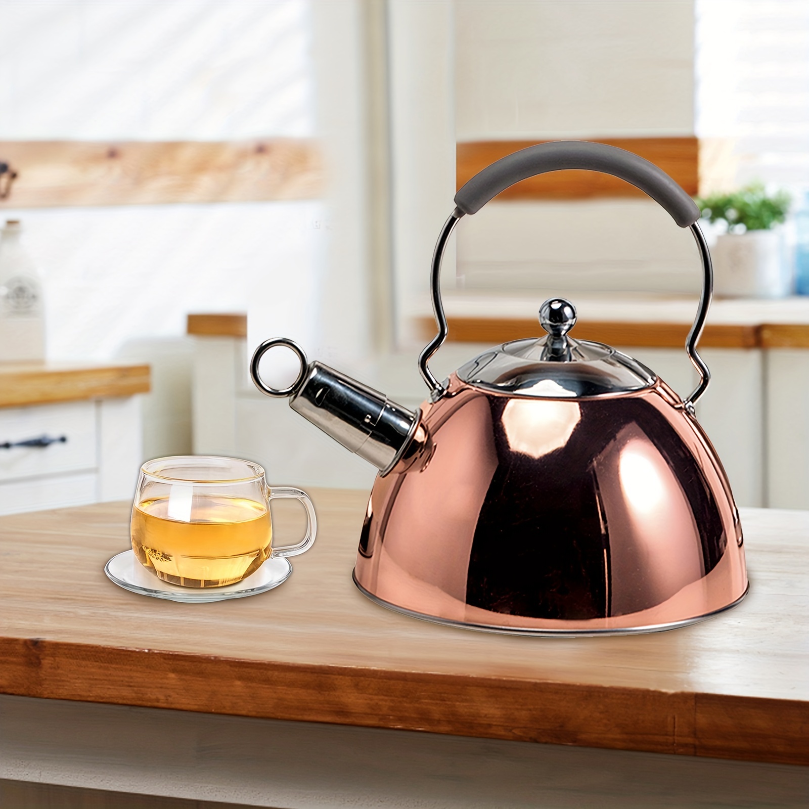 Whistle Tea Kettle For Stove Top, Stainless Steel Large Capacity For Boiling  Water And Making Coffee, Suitable For Both Induction Cooker And Gas Stove -  Temu