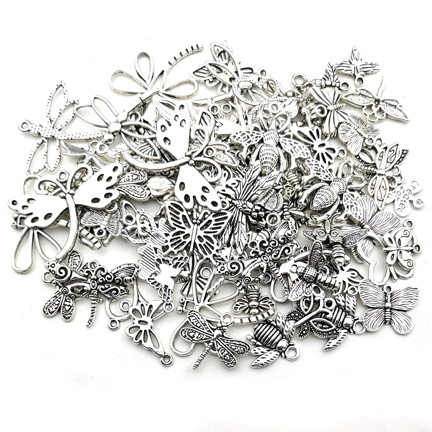 Jewelry Making Silver Charms Mixed Butterfly Dragonfly Metal - Temu