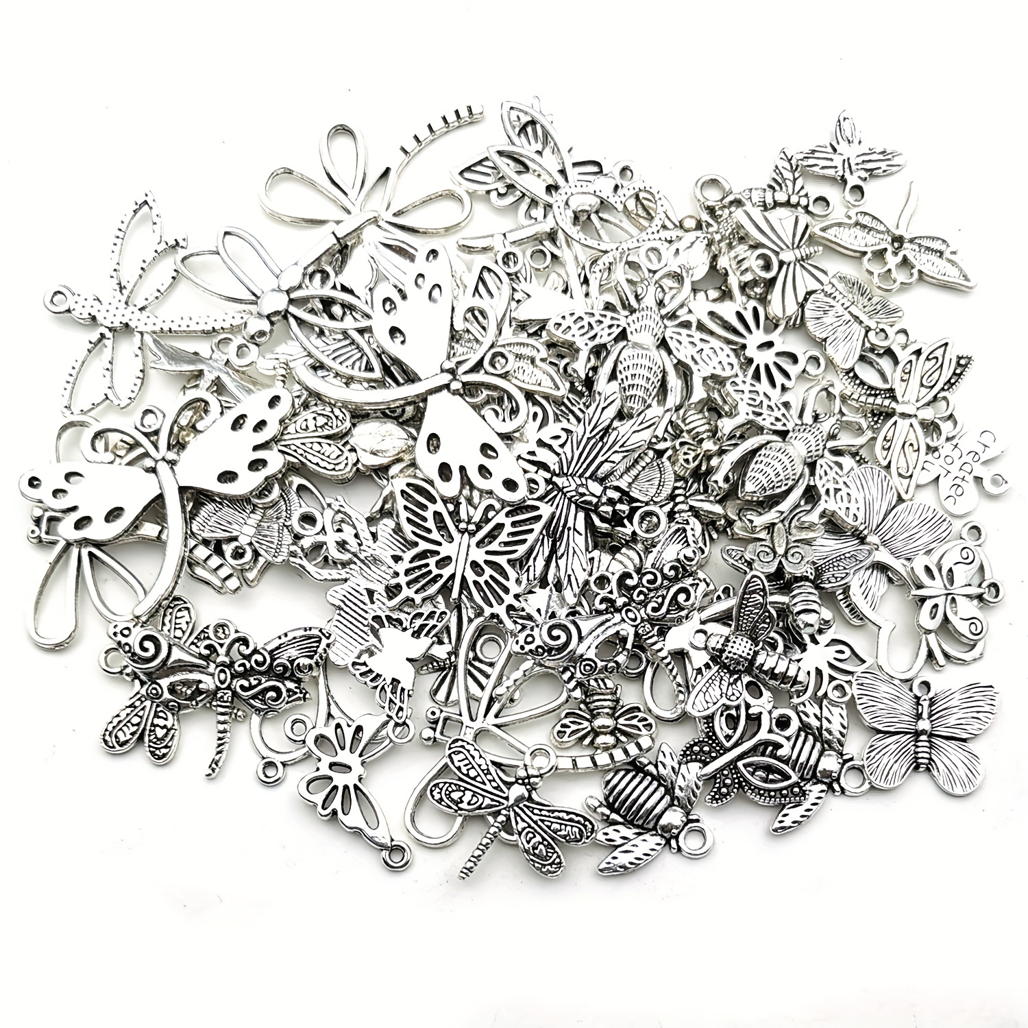 80pcs Craft Supplies Mixed Butterfly Dragonfly Bee Insect Charms For  Jewelry Making Crafting Findings Accessory For DIY Necklace Bracelet