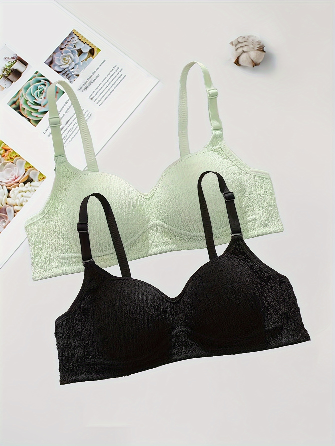 3pcs Girls Elegant Style Bras Solid Color LThin Suspenders No Underwire  Push Up Bras For 13-20 Y