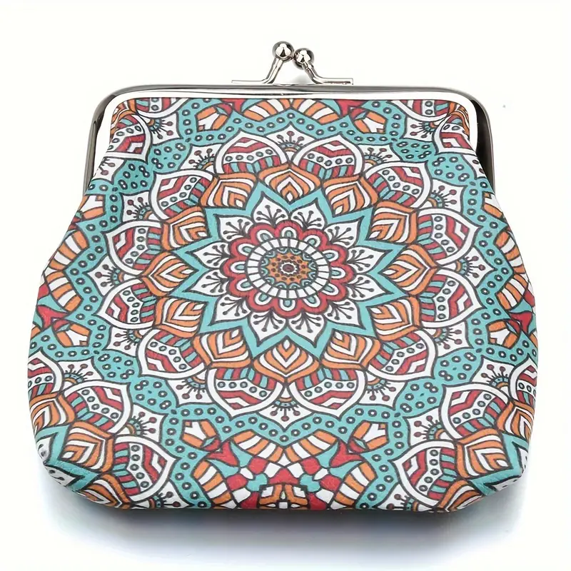 New Ethnic Style Coin Purse, Geometric Pattern Small Wallet