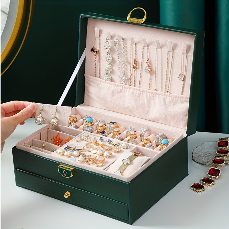 Pu Jewelry Box Necklace Hook Earrings Ring Bracelet Storage - Temu Canada