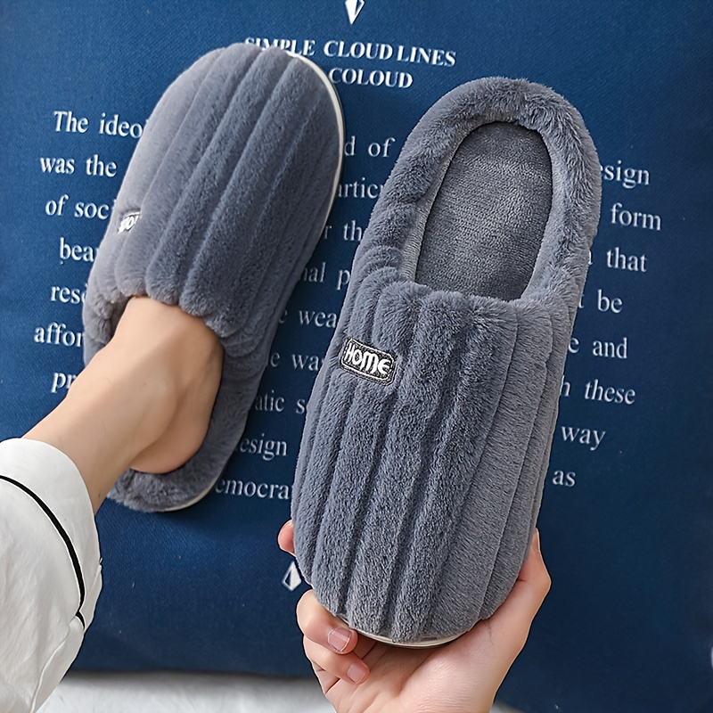 Mens Soft Plush Cozy House Slippers Lightweight Breathable Anti