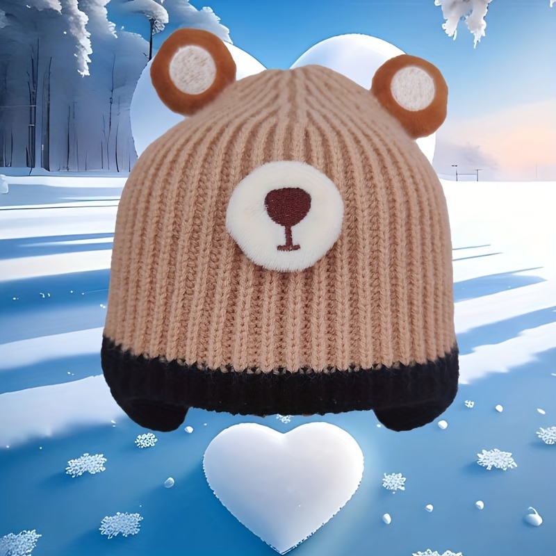 1pc Bonnet Tricoté D'hiver Pour Bébé Avec Oreilles D'ours En - Temu France