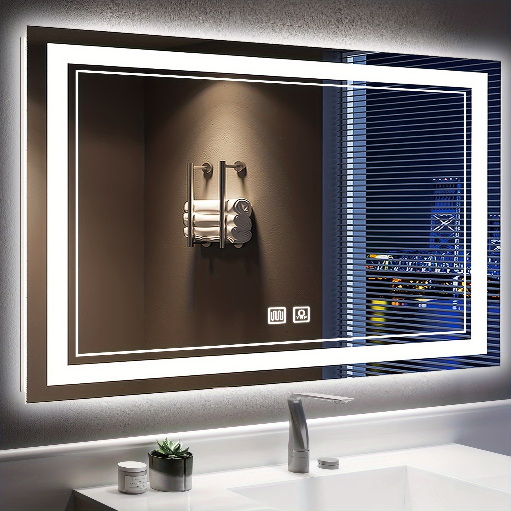 Specchio da parete decorativo rotondo luce Led appeso vanità bagno