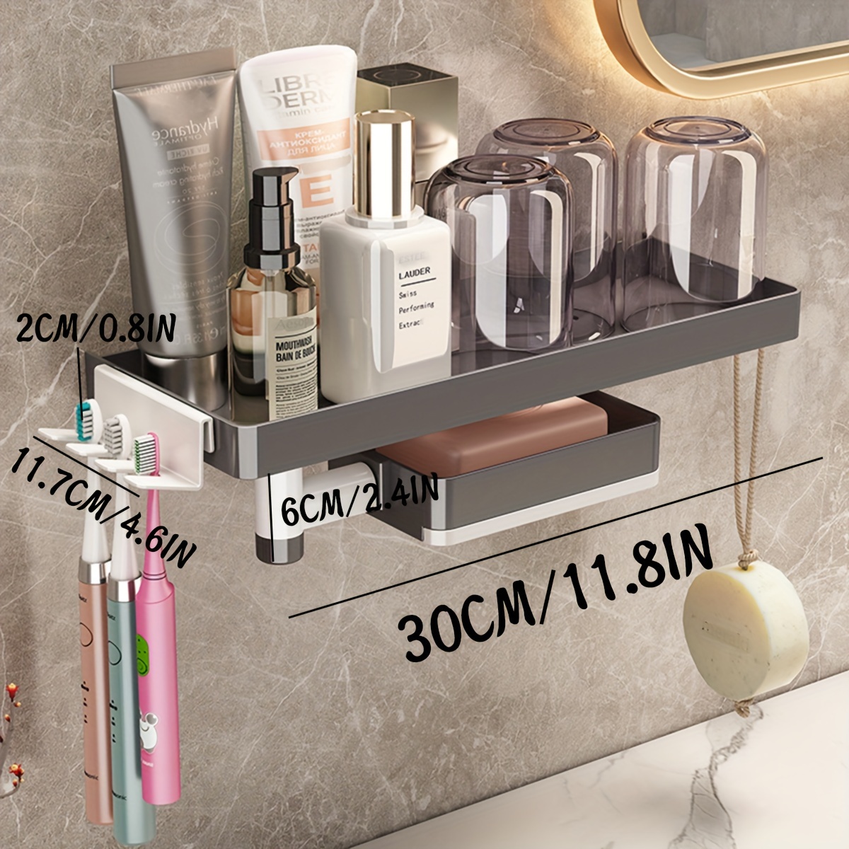 1pc Punch-free Bathroom Storage Rack For Cosmetics, Toiletries