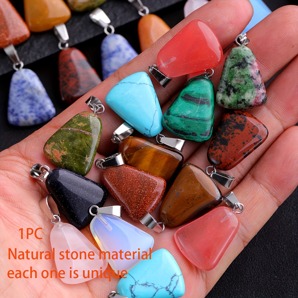 Random Color Natural Stone Cute Bell Shape Pendant Diy - Temu Canada