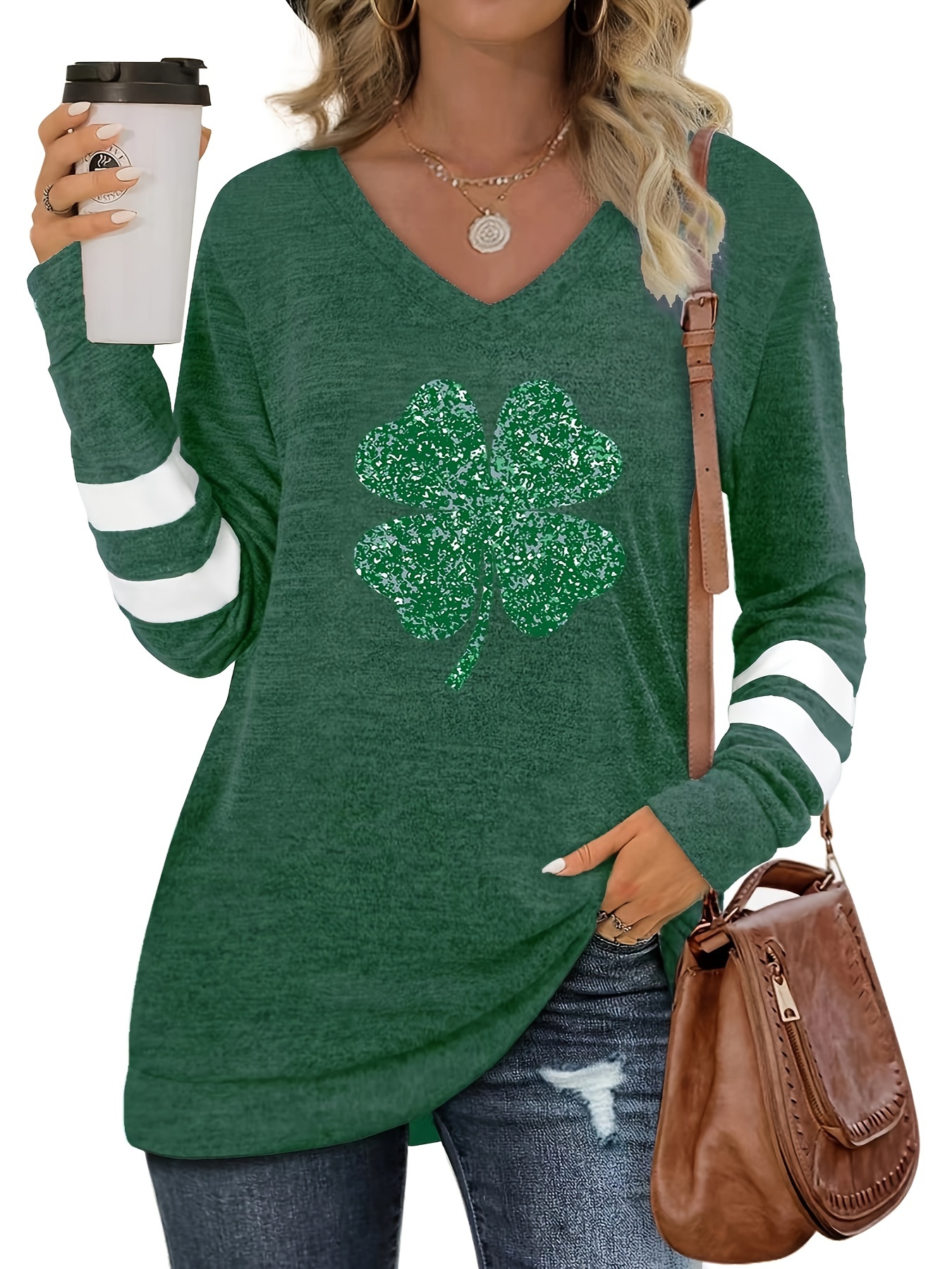 Women's Chenille Yarn Lucky St Patrick's Day Green Short-sleeve T-shirt, St  Patty's Day Shirt, Pigment Dyed Tee, Lucky Tee, Green Shirt 