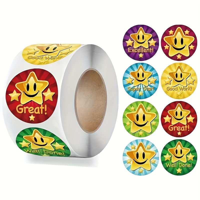 Round Happy Face Stickers Teacher Reward Stickers School - Temu Canada