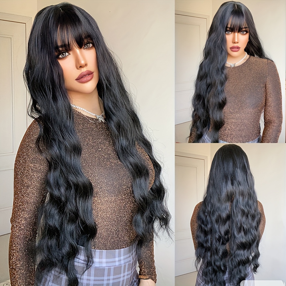 peruca lace wig cabelo fibra organica ondulada c/franja reta