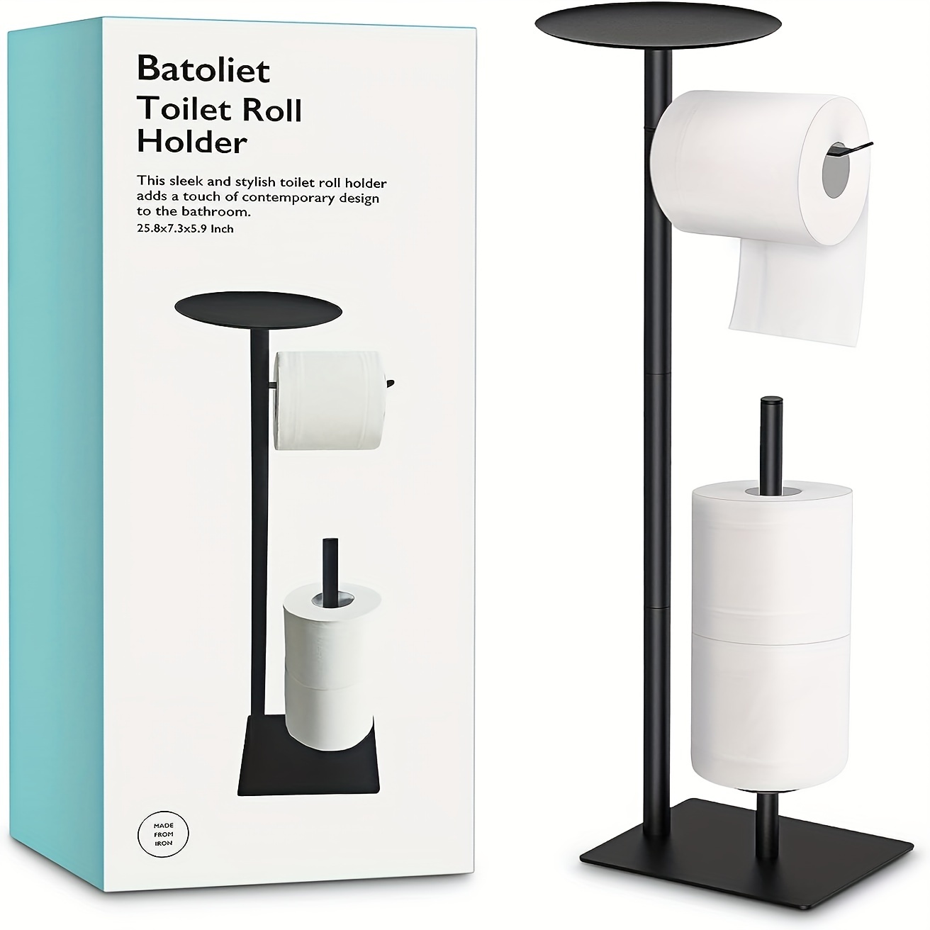  Toilet Paper Holder Stand with Shelf, Free Standing