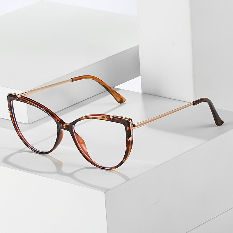Cat Eye Oversized Round Frame Light Blocking Glasses