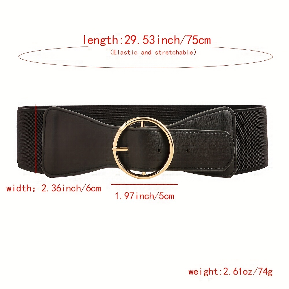 Buy Black High Waist Belt For Dresses, Round Buckle 6cm