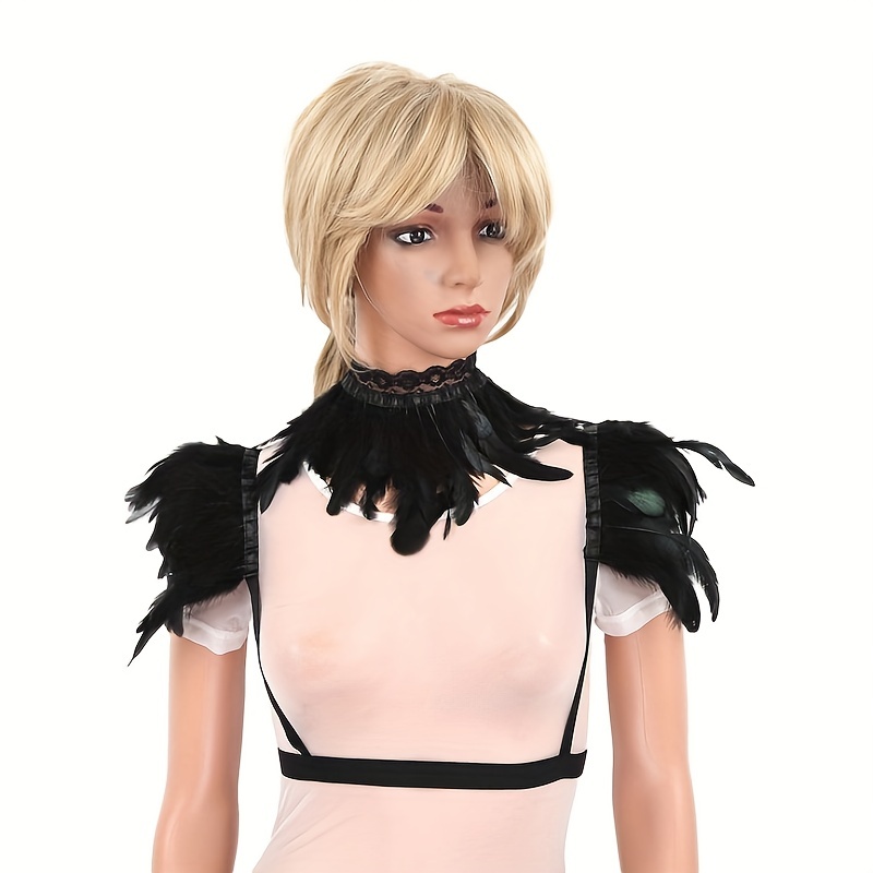 Punk Collar Shoulder Accessories Gothic Feather Belt Shawl Suit